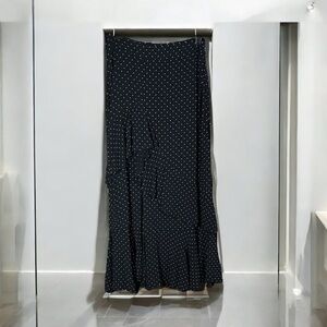 Zara Black Midi XS Skirt with White Polka Dots